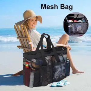 Large Beach Tote Family Mesh Durable Toys Bag Waterproof Underwear Pocket For Vacation Must Haves 250114