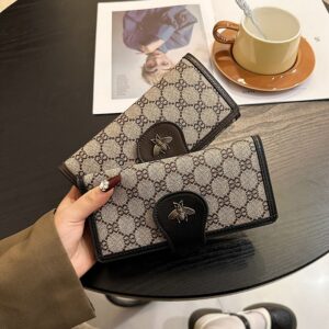 Little Bee Women’s Short Instagram Popular Classic Fashion High Appearance Multi Card Position Three Fold Long Wallet