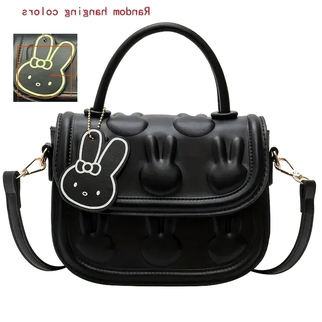 Kawaii Bunny Embossed Square Trendy Shoulder Top-Handles Satchel Flap Bag 240820 - Image 5