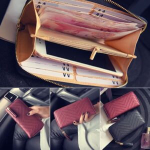 Kjiuyou Women Leather Card Holder Long Wallet Clutch Checkbook Tassel Handbag Purse