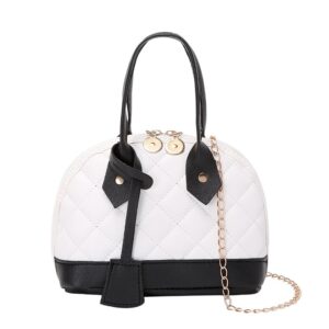 New Autumn Winter Rhombic Shell Bag For Women Simple Chain Color Contrast Handheld Shoulder Fashion Handbag