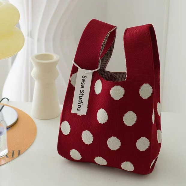 Knitted Women's Woven Handbag Trendy Tote Ins Style Gift Bag - Image 2