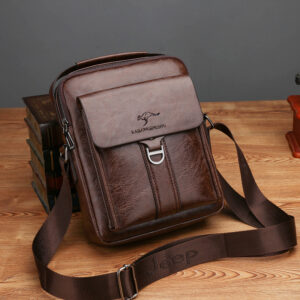 Vintage PU Leather Crossbody For Men – Waterproof Small Shoulder Bag With Multiple Pockets, Lightweight & Stylish Casual