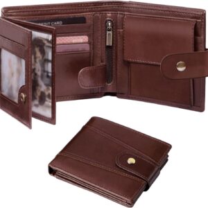 Men’s RFID Anti-theft Genuine Leather Short Design, Top Layer Cowhide, Multi Card Slot Zero Wallet