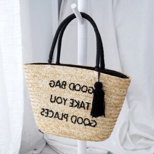 Women’ss Summer New Fashion Straw Handbag Ladies Version Splicing Large Capacity Vegetable Basket Shoulder Messenger