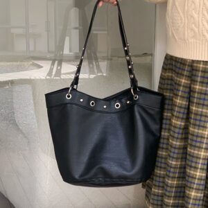 Large-capacity Punk Motorcycle With Rivets, Commuter Tote Bag, 2026 New Vintage Fashion Handbag And Shoulder Bag For