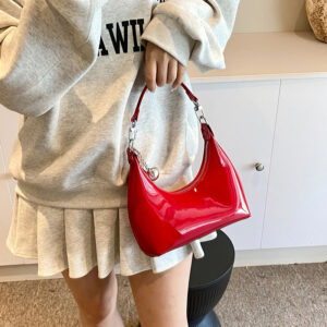 French-style Light Underarm Horn Bag Women, 2026 New Fashion Patent Leather Versatile Crossbody Bag, Suitable For