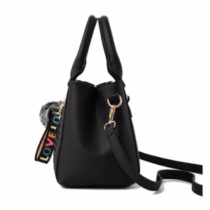 Embroidery Messenger Leather Handbags Bags for Women Sac a Main Ladies hair ball Hand Bag