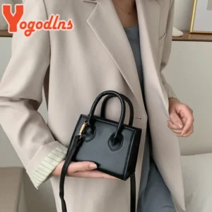 Yogodlns Vintage Mini Crossbody Women PU Leather Small Messenger Elegant Shoulder Bag Designer Handbag Casual Lady Purse