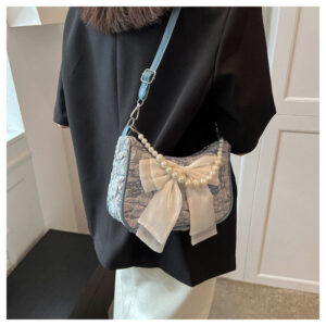 High-quality Niche Bow For Women, Summer 2026 New Trendy Fashion Pearl Underarm Bag, Versatile Shoulder Bag