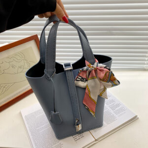 DIY large-capacity hand material Hong Kong style retro silk scarf new soft leather vegetable basket hand-sewn bucket