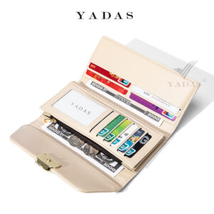 YADAS New Women’s Wallet Source Manufacturer Double Circle Hardware Coin Bag PU Long Tri-fold Popular Versatile Handbag
