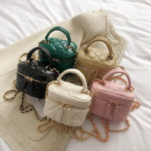 Elegant Quilted Chain Box Bag – Stylish Mini Crossbody Handbag With Detachable Strap, Versatile For Day & Night (Green,