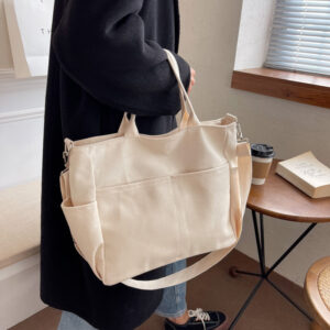 Women’s Wholesale Large Capacity Trendy Fashionable Canvas Korean ins Style Retro Simple Commuting Casual Crossbody Bag
