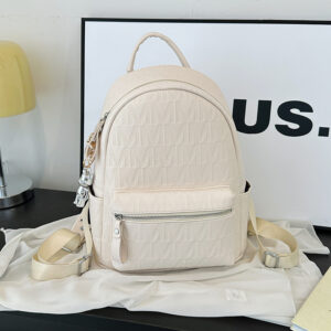 Backpack women British embossed letter backpack Hong Kong style commuting soft leather texture college student schoolbag