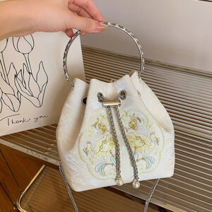 Chinese-style Handbag For Women, 2026 Summer New Model, National-style Embroidered Fashion Bucket Bag, Versatile