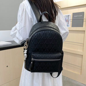 Women’s British Embossed Letter Backpack Hong Kong Style Soft Leather Texture College Student Schoolbag