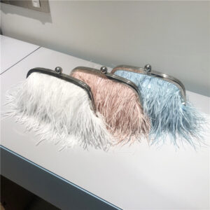turkey feather pearl chain shoulder ostrich fur crossbody dress furry women’s bag