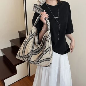 Cross-border Pony Pattern Printed Tote For Women 2026 New Vintage Large Capacity Canvas Casual Style Shoulder Bag