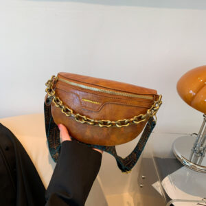 2026 Autumn and Winter Korean Style New Fashion Simple Women’s Trendy Wide Strap Chain Single Shoulder Crossbody Bag