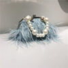 Sky blue + pearl chain