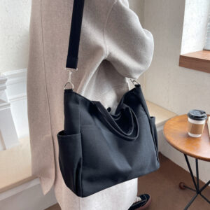 Women’s Wholesale Large Capacity Trendy Fashionable Canvas Korean ins Style Retro Simple Commuting Casual Crossbody Bag