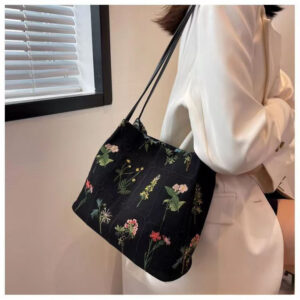 Large capacity for women Summer versatile 2026 new canvas casual shoulder high sense class commuter bucket bag