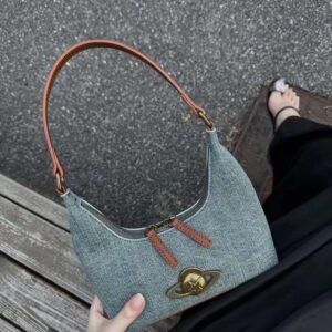 2026 Autumn and Winter New Wandering Planet Shoulder Versatile Handbag Niche Denim Underarm Bag Wholesale