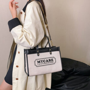 Cross border bags for women 2026 new popular contrasting color printed letter hand held tote large capacity shoulder