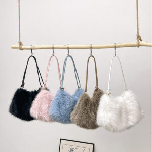 Luggage & Bags furry for women, fashionable and versatile underarm high end handbag, shoulder bag, large capacity fur