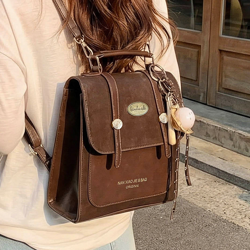 High End Women's Buckle Backpack Fashionable Crossbody Bag Retro Versatile Shoulder Handbag Style - Image 5