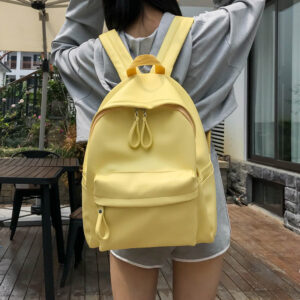 2026 Summer New Women’s Bag Korean Version Harajuku High School Student Fashion PU Leather Solid Color Campus Backpack