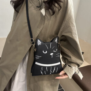Cute Little Cat 2026 New European And American Halloween Funny Crossbody For Women Versatile Single Shoulder Small Round