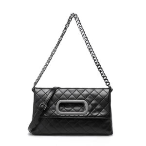 Fashion diamond folding handbag women’s one shoulder chain crossbody tote versatile new high end genuine leather bag