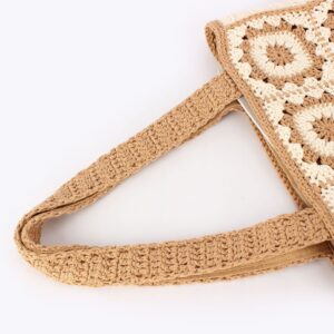New Style Women’s Patchwork Woven Bag Cotton Yarn Hand Crossed Versatile For Beach Vacations Work Commute