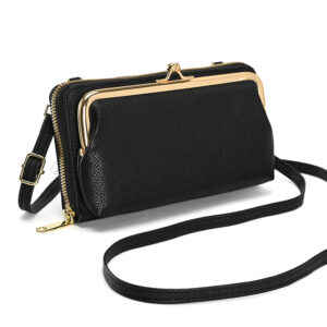 2026 New Retro Niche Design Evening High-end Temperament Mobile Phone Lychee Pattern Crossbody Frame Bag