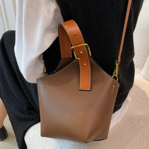 Ladies cross-border wholesale niche design women’s contrast color handbag bucket food basket bag