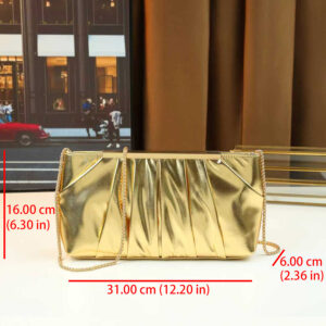 High-End Women’s Evening Clutch European American Style Sophisticated Solid Color Pleated Shoulder Crossbody Bag