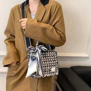 Mini Vintage Crossbody Tote Retro Canvas Shoulder Bag, Women’s Elegant Handbag & Purse