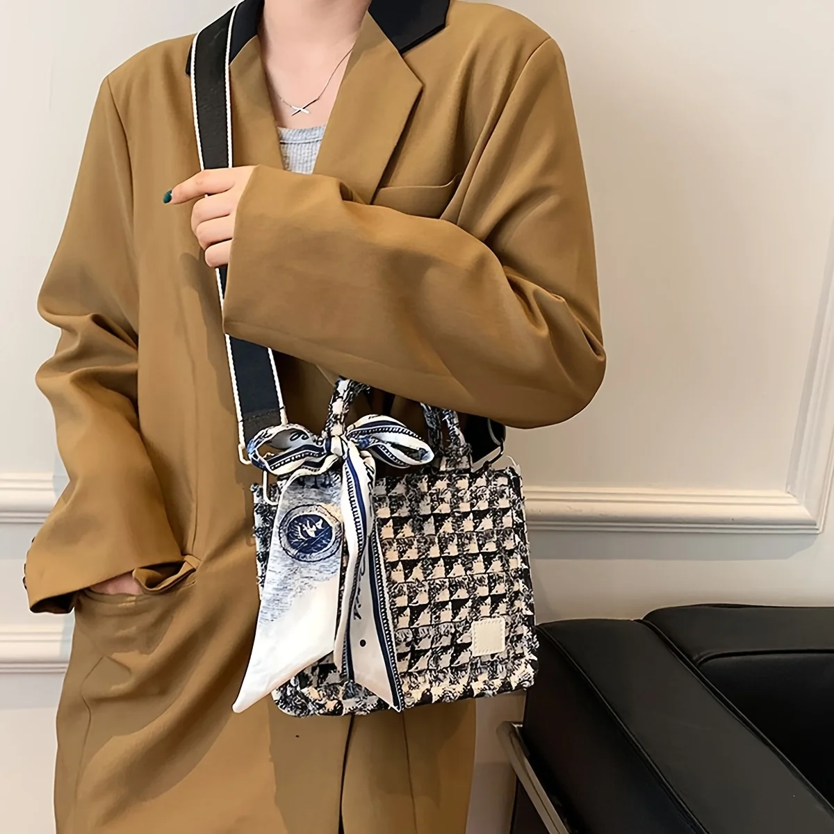 Mini Vintage Crossbody Tote Retro Canvas Shoulder Bag, Women's Elegant Handbag & Purse - Image 2