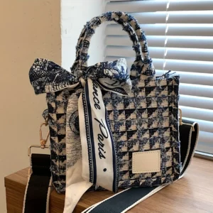 Mini Vintage Crossbody Tote Retro Canvas Shoulder Bag, Women’s Elegant Handbag & Purse
