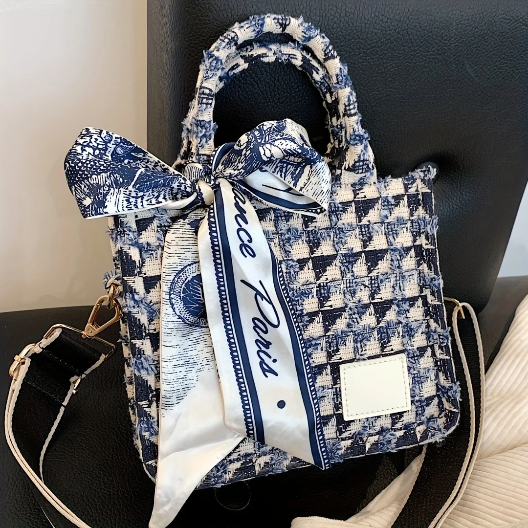Mini Vintage Crossbody Tote Retro Canvas Shoulder Bag, Women's Elegant Handbag & Purse - Image 3