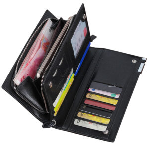 Hengsheng Long Wallet For Men With Multiple Card Slots, Zipper Clutch, Simple Style