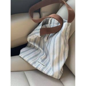 Large Capacity Canvas Bag For Women, New Striped Summer Fashion Casual Underarm Commuter Shoulder Tote