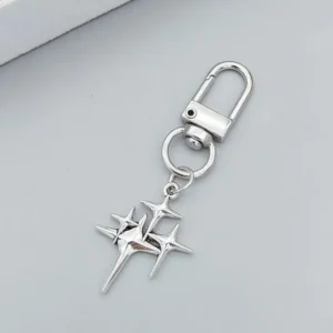 Y2k Styles Star Charm Keychain Silver Gold Color Metal Keyring Cellphone Earphone Case Pendant Accessories Women