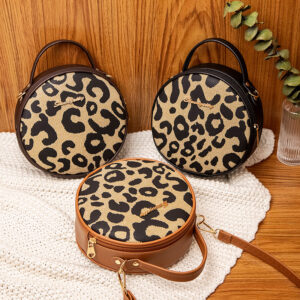 Ladies Handbag 2026 For Women Korean Style Trendy Shoulder Leopard Print Small Round Bag