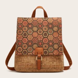 Cross Border New 2026 Fashion Retro Print Bark Flip Ladies Large Capacity Backpack Guangzhou Wholesale