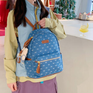 High End Retro Student Backpack Large Capacity Trendy Travel For Women Versatile Printed Bag