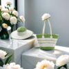 Hat + bag set green big white