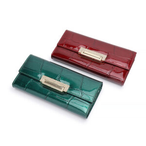 Bags Long Genuine Wallet Women’s Patent Leather Stone Pattern Diamond Buckle Clutch Bag